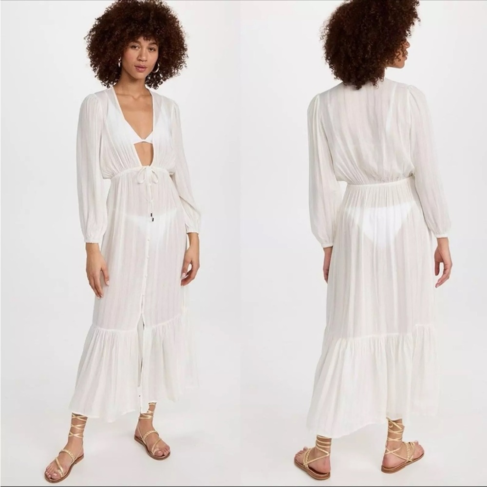 Minkpink NWT Beach White Boho Maxi Kimono Summer Vacation Swim Suit Cover Up